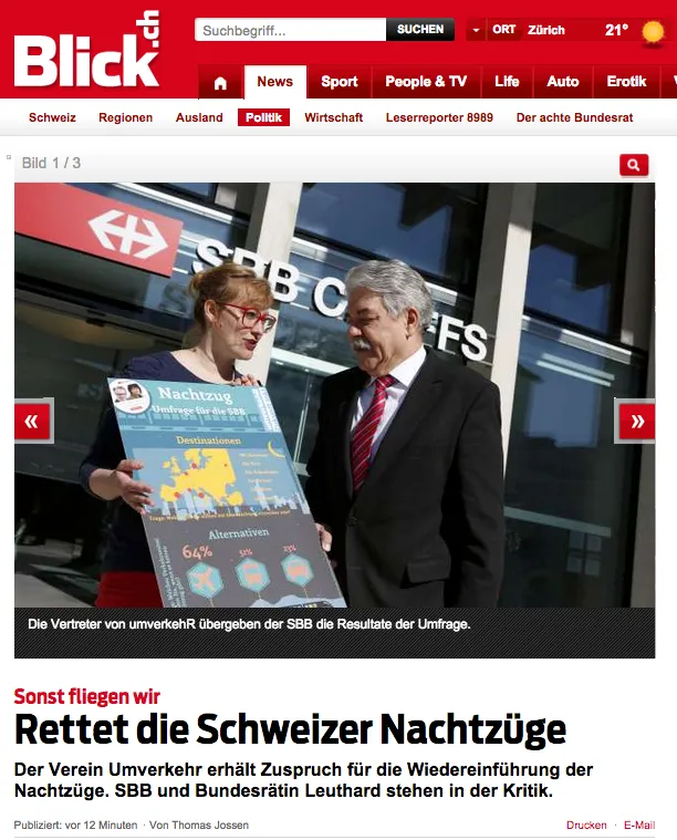 Bild zum Beitrag ‹Sonst fliegen wir! Erfolgreiche Nachtzug-Kampagne von umverkehR›