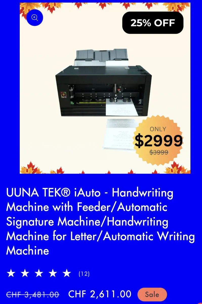 Online-Angebot für eine Handschriften-Maschine für CHF 2611