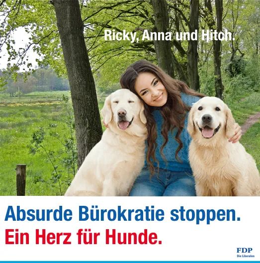 Facebook-Werbung für weibliche Hundefans, die in der Agglomeration wohnen.